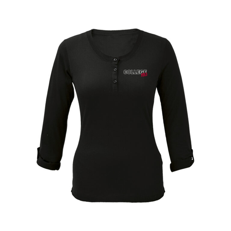 Maritzburg College Ladies Henley Long Sleeve Shirt Black