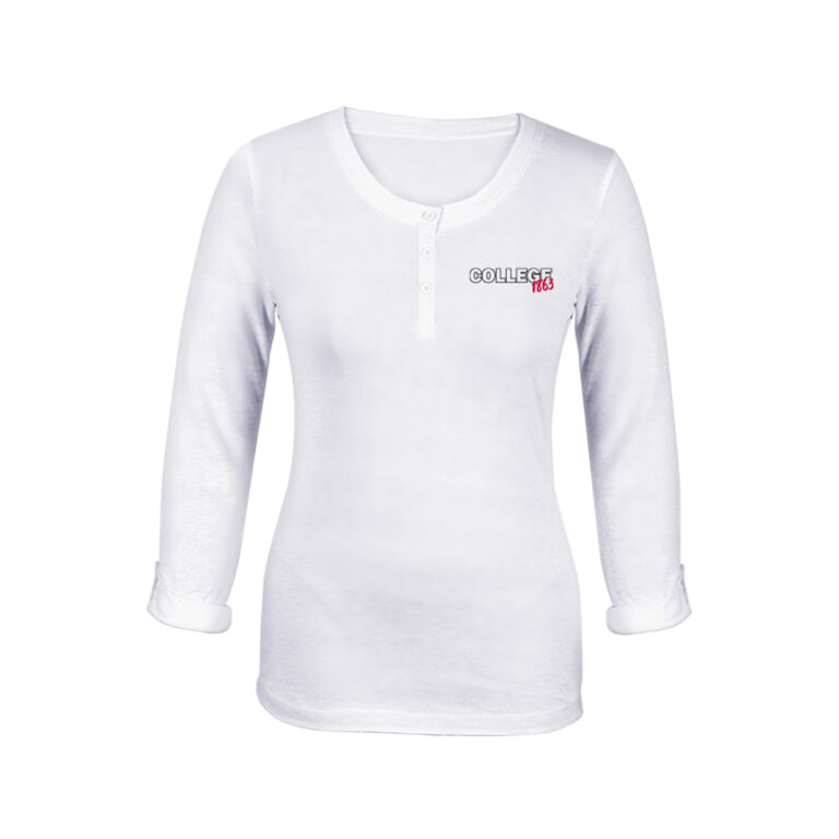 Maritzburg College Ladies Henley Long Sleeve Shirt White