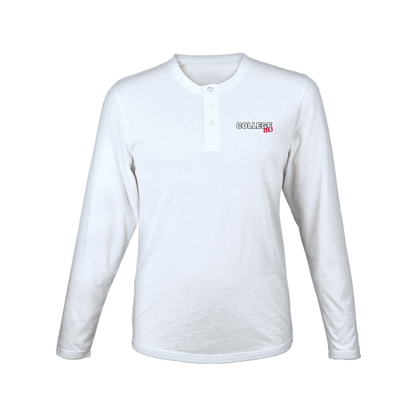 Maritzburg College Men's Henley Long Sleeve Shirt White